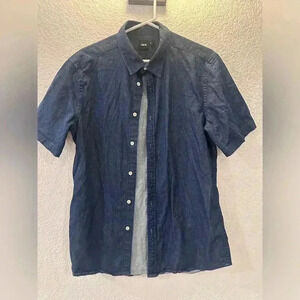 ASOS Men’s Blue Denim Button-Up Shirt - Size Large, Office Professional Casual